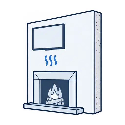Schematic: a TV above a fireplace