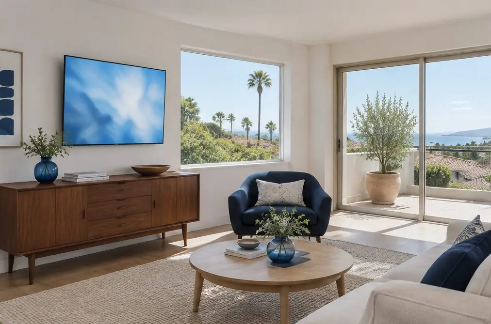 Illustration: a wall-mounted TV in a typical Westcliff home